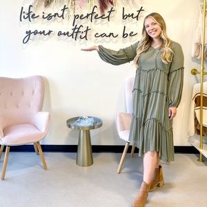 Hunter Green Midi Dress